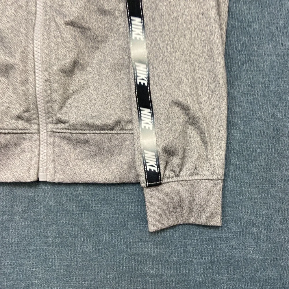 Nike Track Jacket Girl 6 Heather Gray Full Zip Mock Neck Swoosh Logo Performance